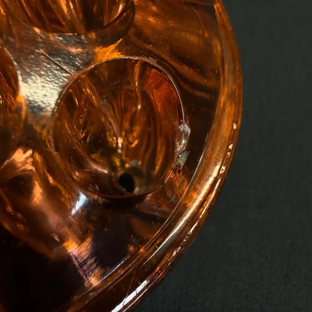 Floral Frog Glass Amber Color Vintage Decortications Floral Arrangements 13 hole